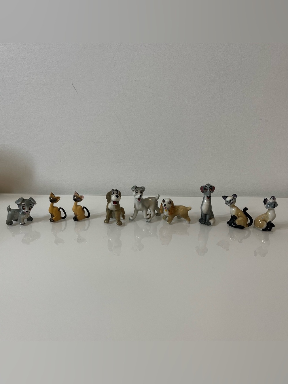 Vintage WADE Disney Lady and the Tramp Ceramic Figurine Set (9) RARE